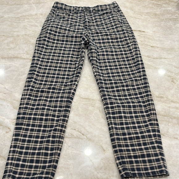 American Eagle High‎ Rise Mom Jeans Blue Tan Plaid Stretch Size 6 - Picture 4 of 15